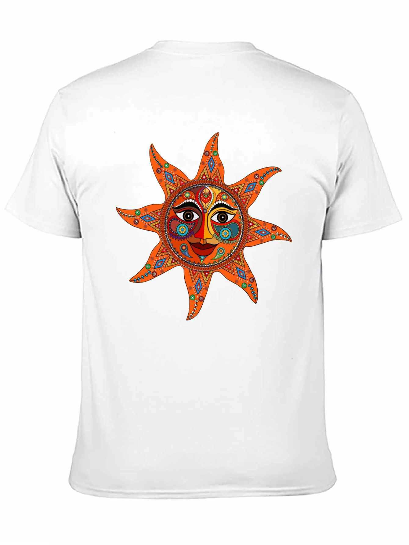 Camiseta Negra con Diseño de Sol Azteca