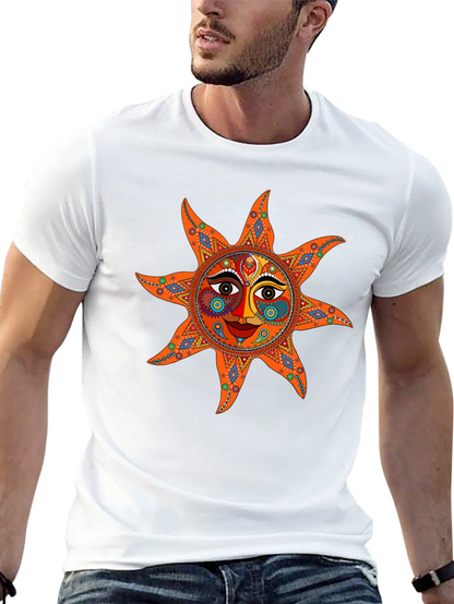 Camiseta Negra con Diseño de Sol Azteca