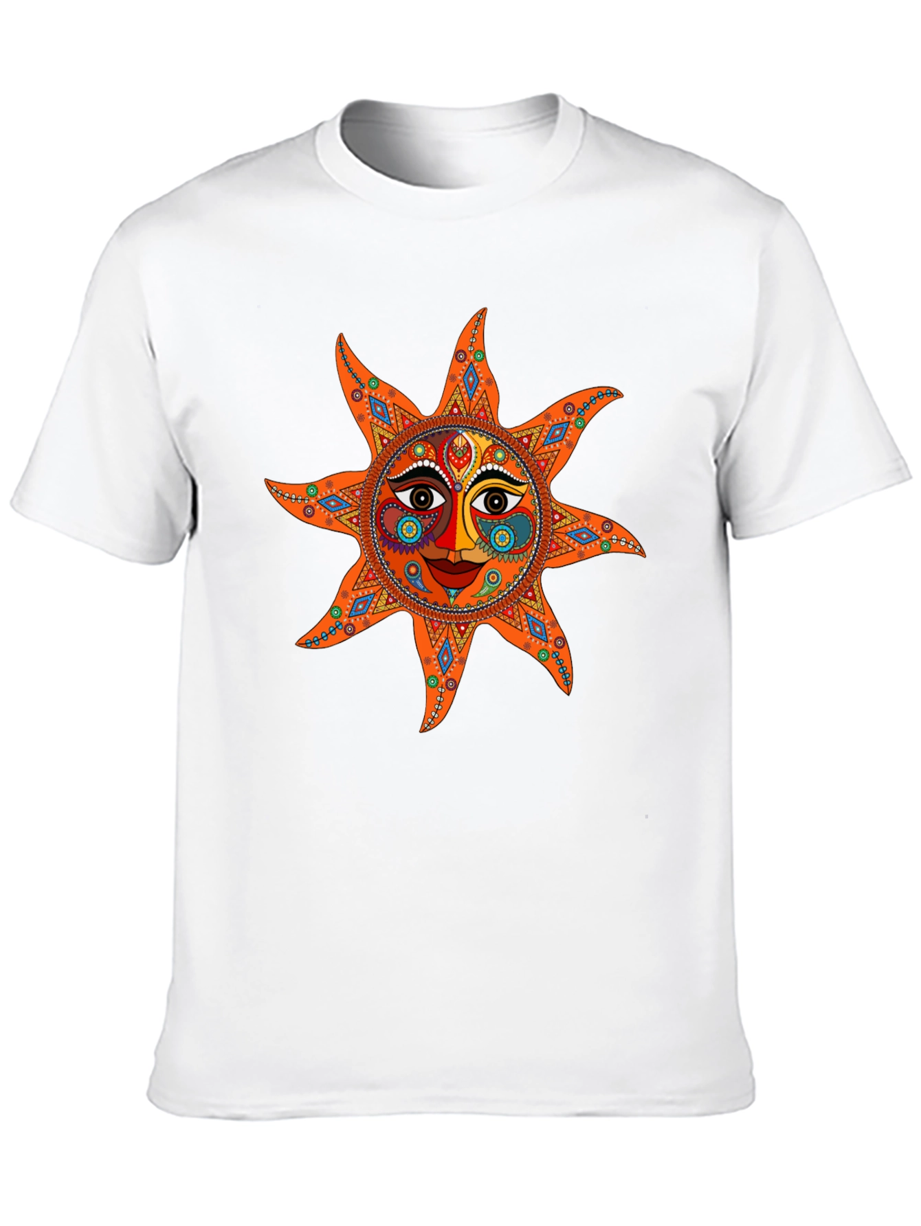 Camiseta Negra con Diseño de Sol Azteca
