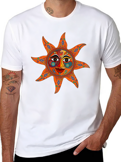 Camiseta Negra con Diseño de Sol Azteca