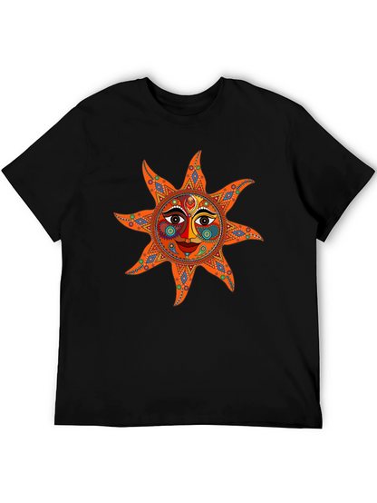 Camiseta Negra con Diseño de Sol Azteca