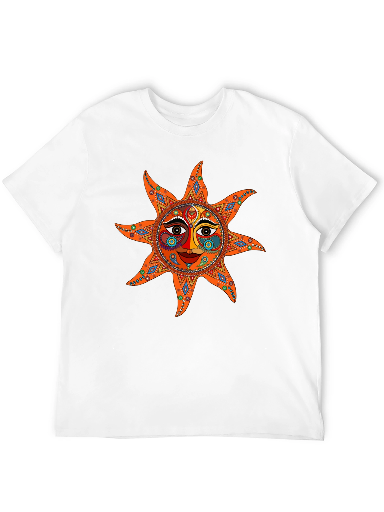 Camiseta Negra con Diseño de Sol Azteca