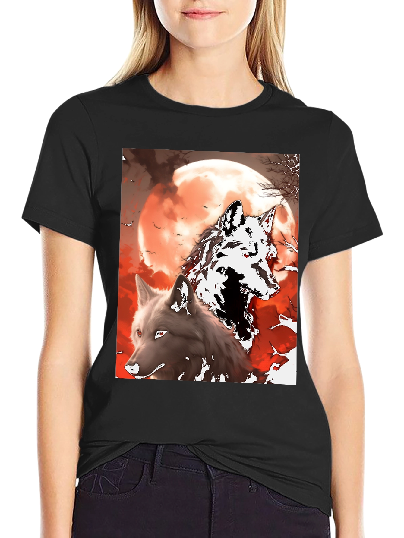Camiseta Lobo y Luna Roja