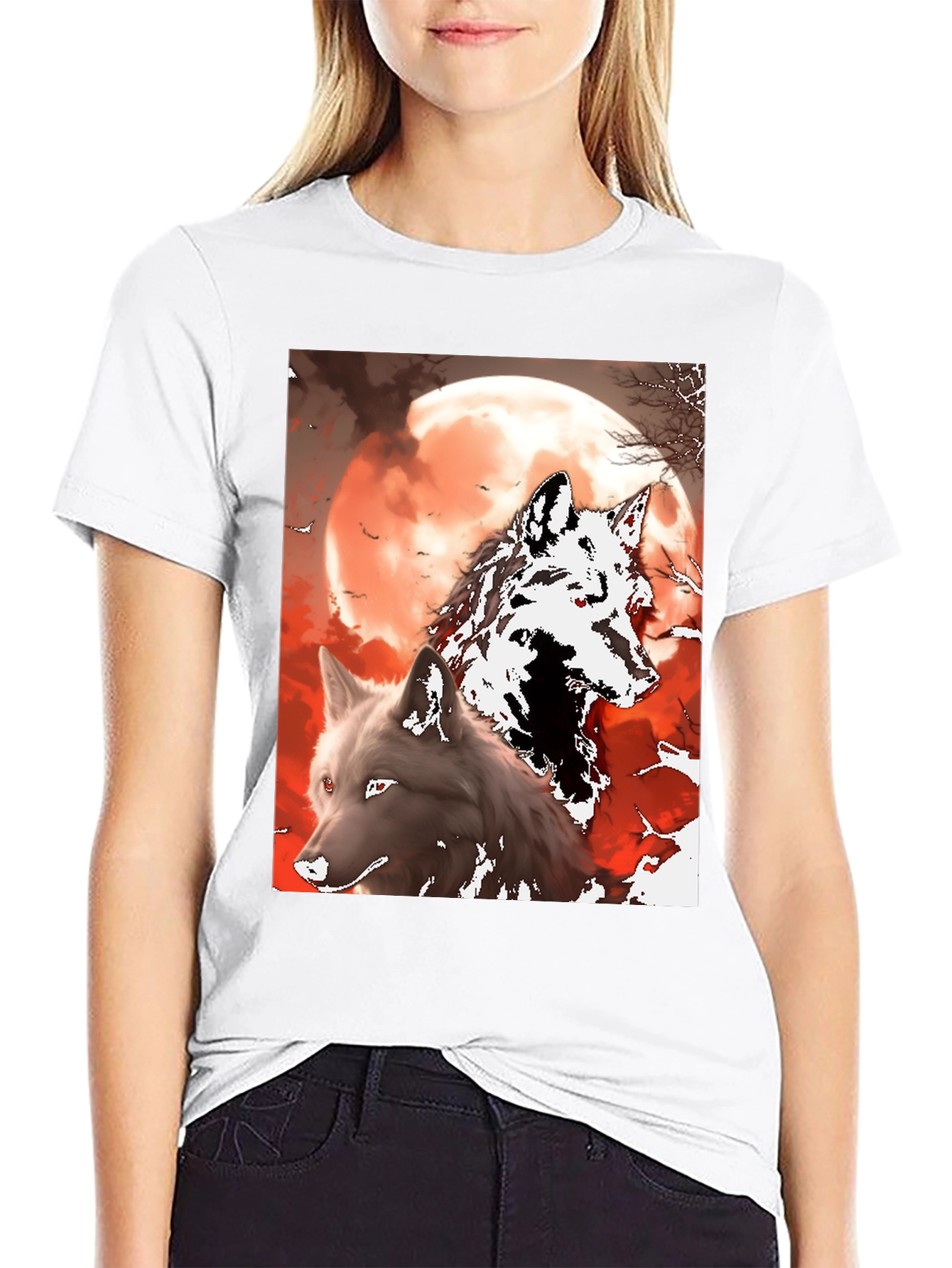 Camiseta Lobo y Luna Roja