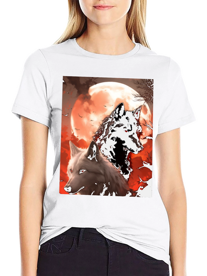 Camiseta Lobo y Luna Roja