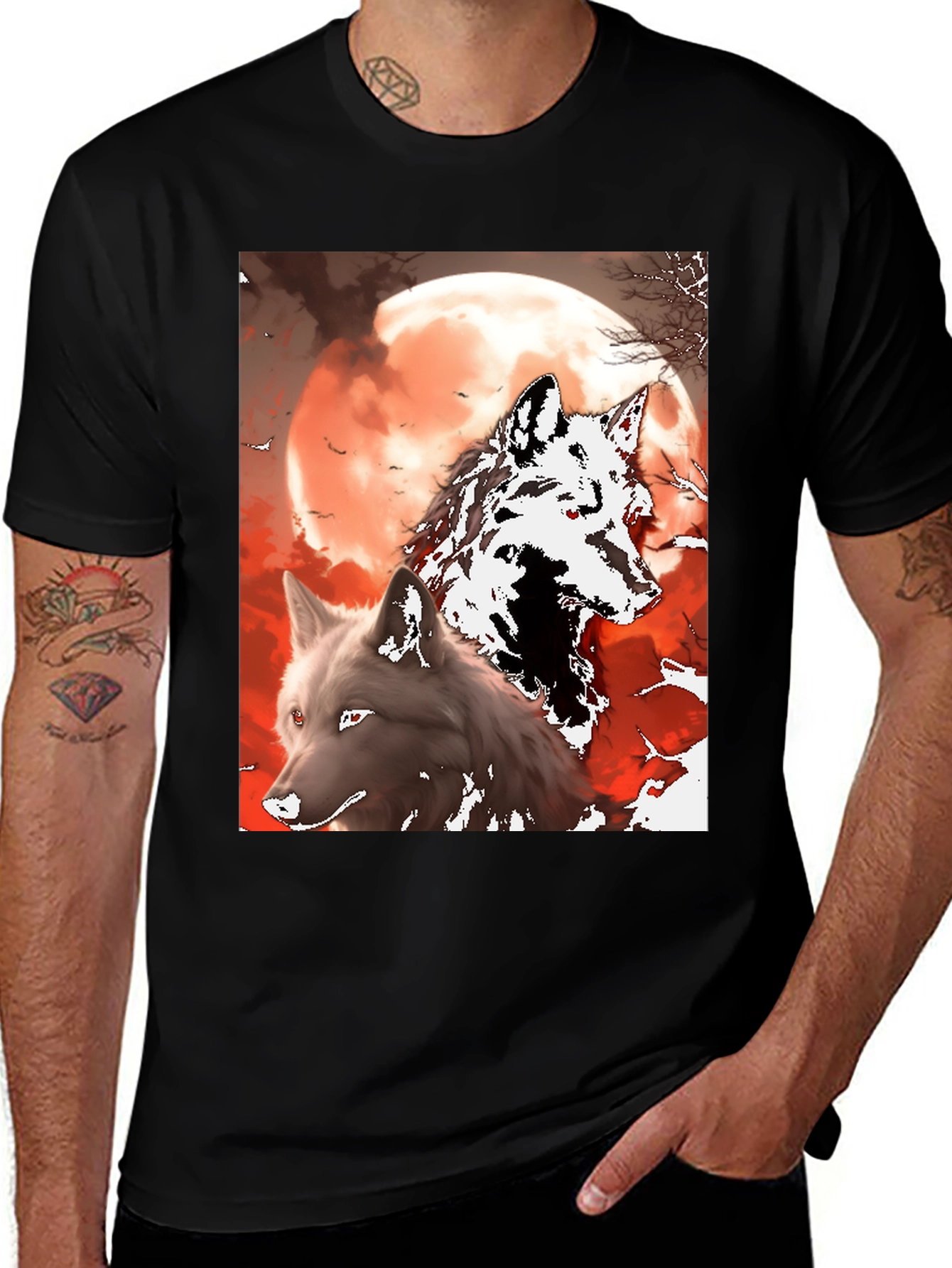 Camiseta Lobo y Luna Roja