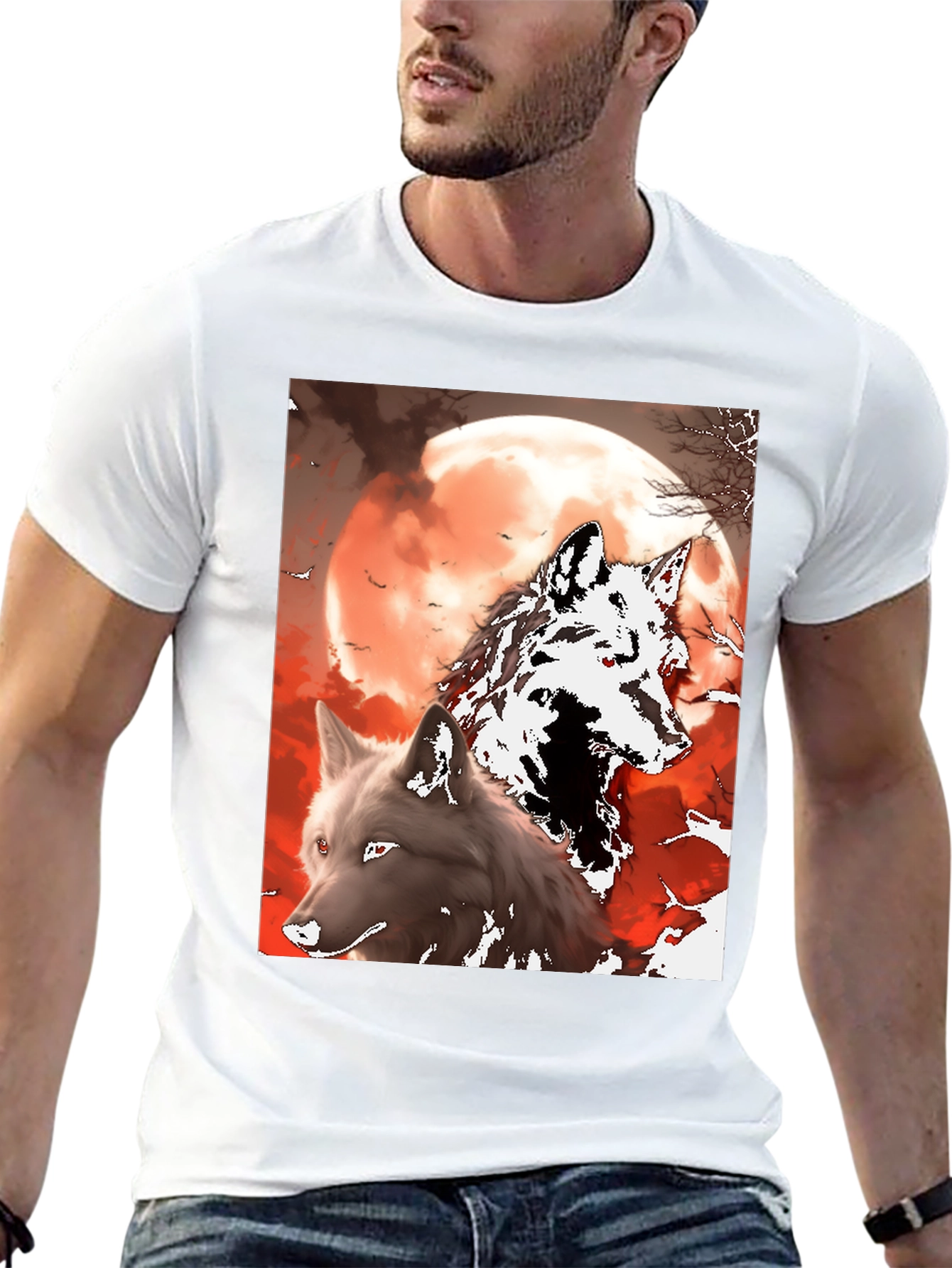 Camiseta Lobo y Luna Roja