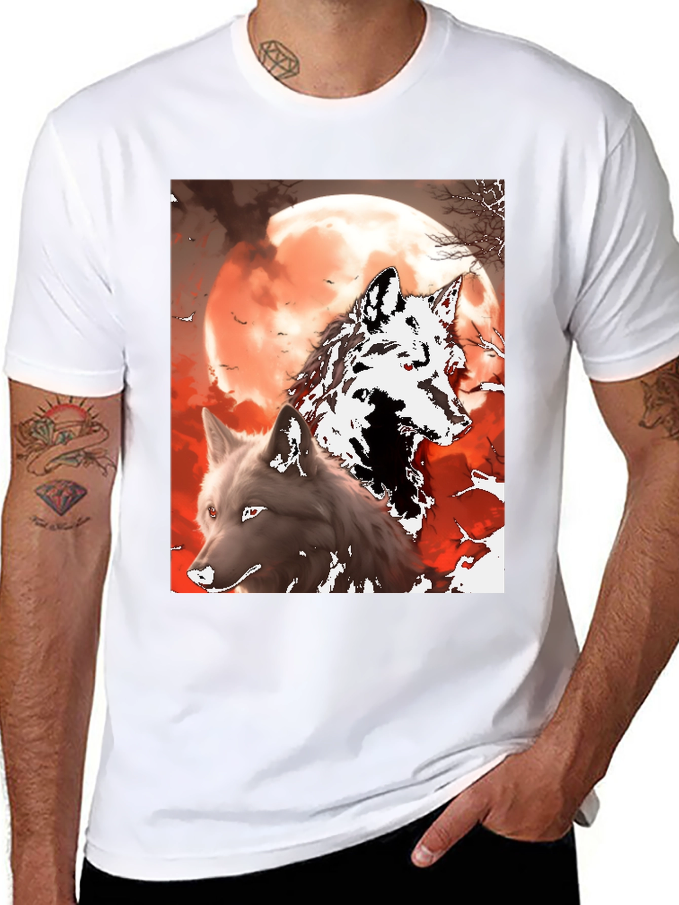 Camiseta Lobo y Luna Roja