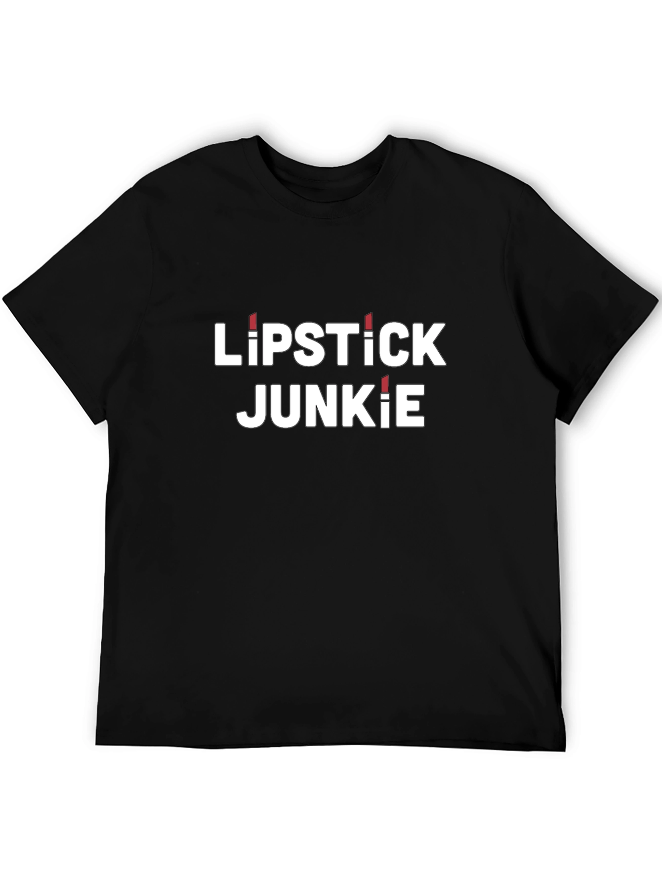Camiseta Negra Lipstick Junkie para Amantes del Maquillaje