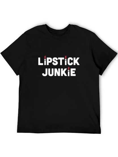 Camiseta Negra Lipstick Junkie para Amantes del Maquillaje
