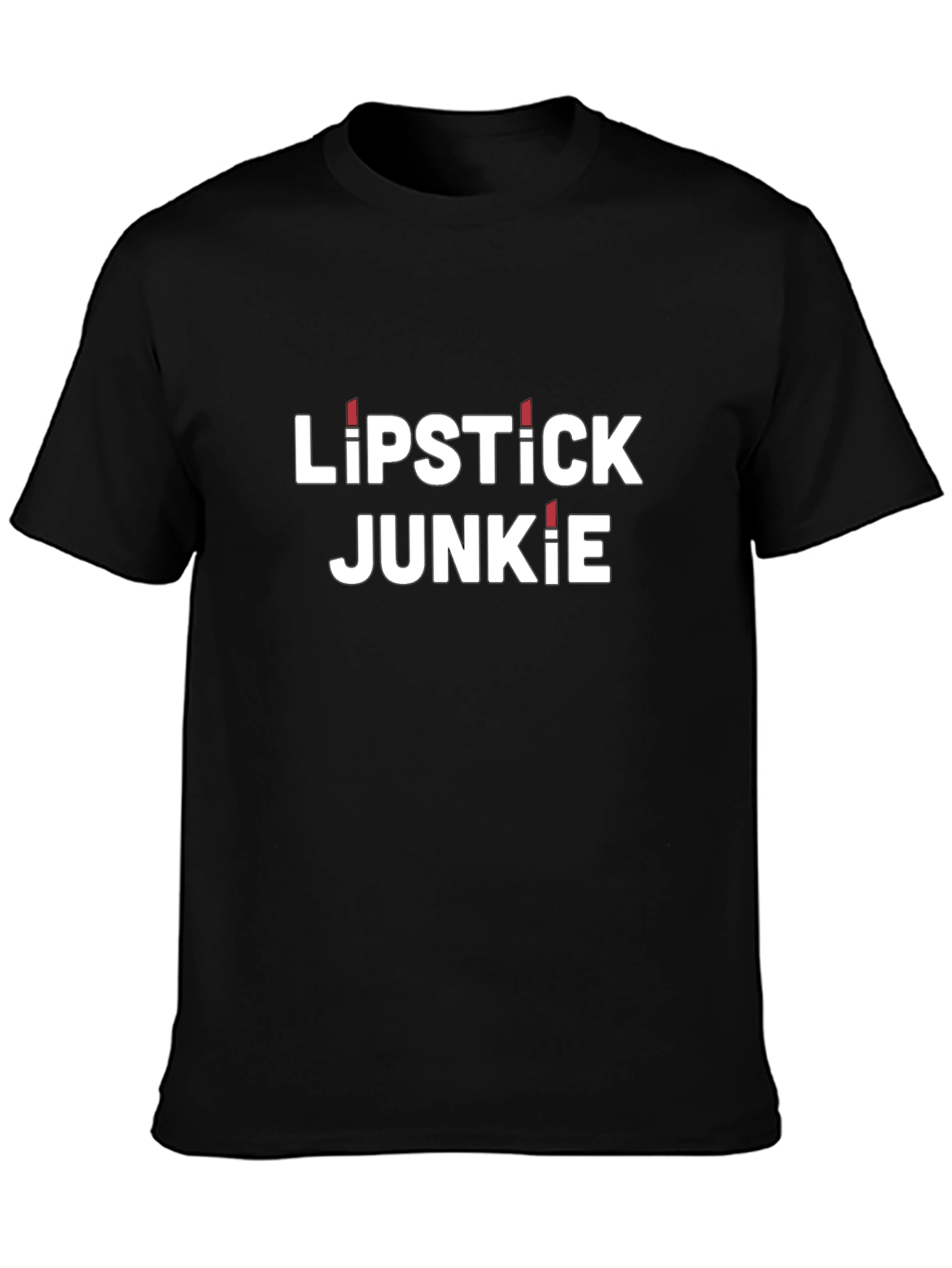 Camiseta Negra Lipstick Junkie para Amantes del Maquillaje
