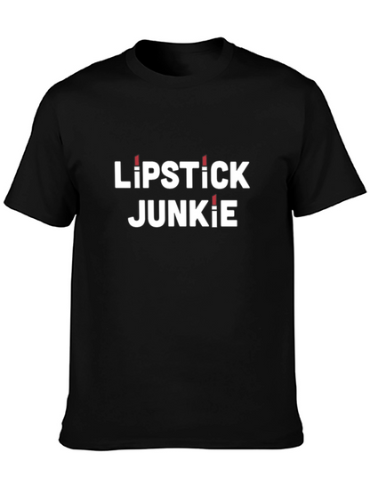 Camiseta Negra Lipstick Junkie para Amantes del Maquillaje