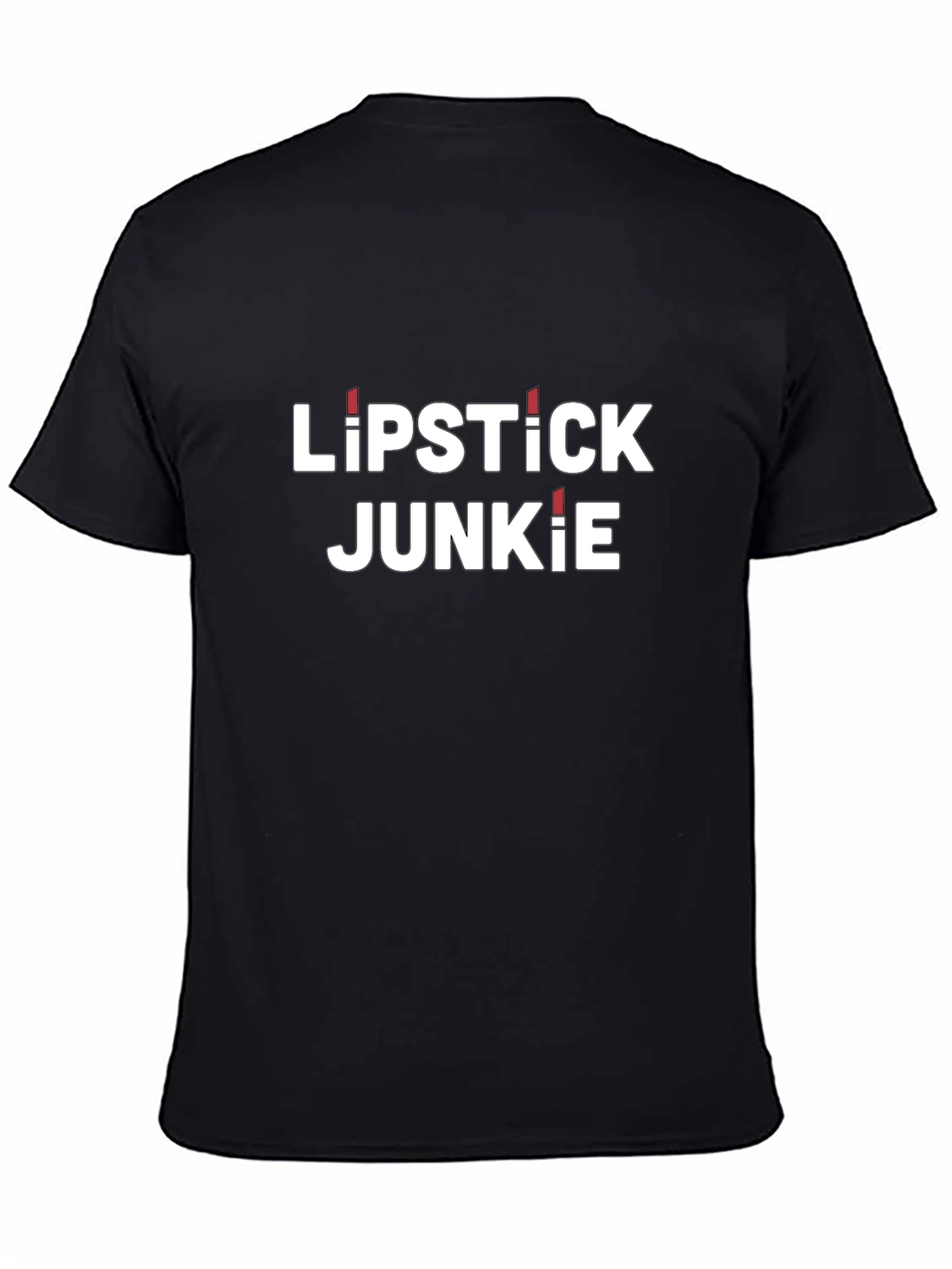 Camiseta Negra Lipstick Junkie para Amantes del Maquillaje