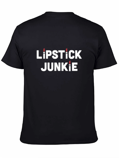 Camiseta Negra Lipstick Junkie para Amantes del Maquillaje