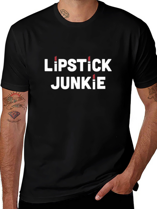 Camiseta Negra Lipstick Junkie para Amantes del Maquillaje