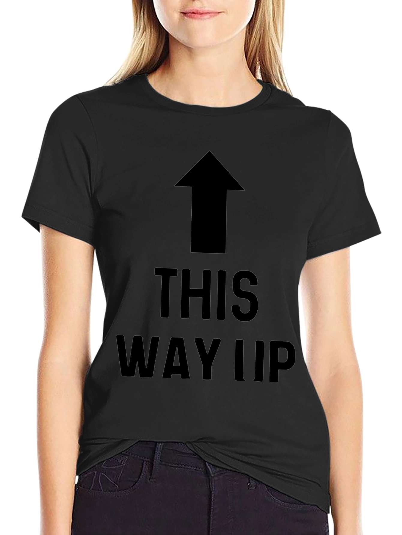 Camiseta Negra con Flecha THIS WAY UP
