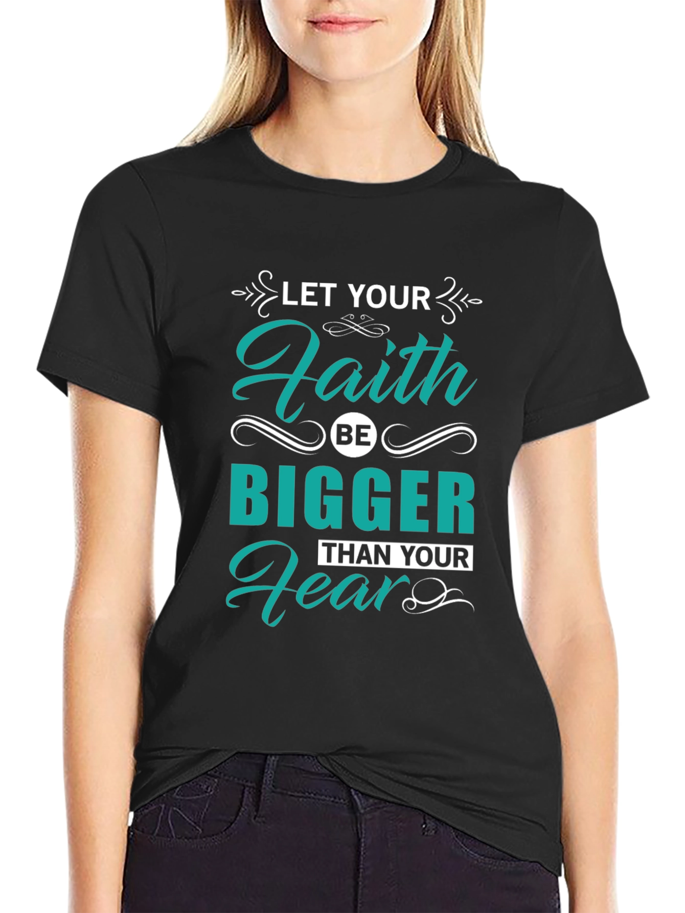 Camiseta Negra con Diseño Inspirador Fe