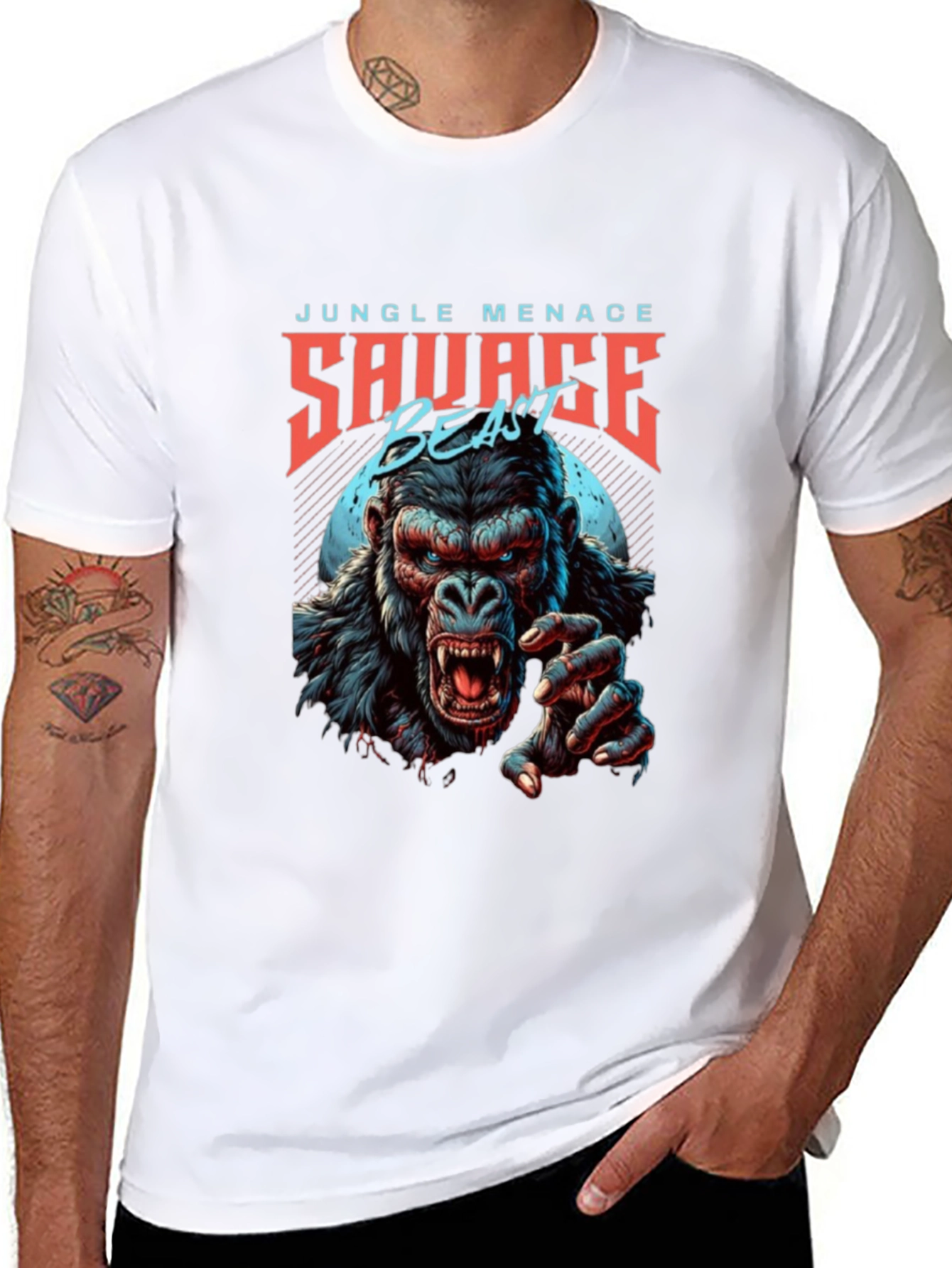 Camiseta Hombre Diseño Gorila Salvaje