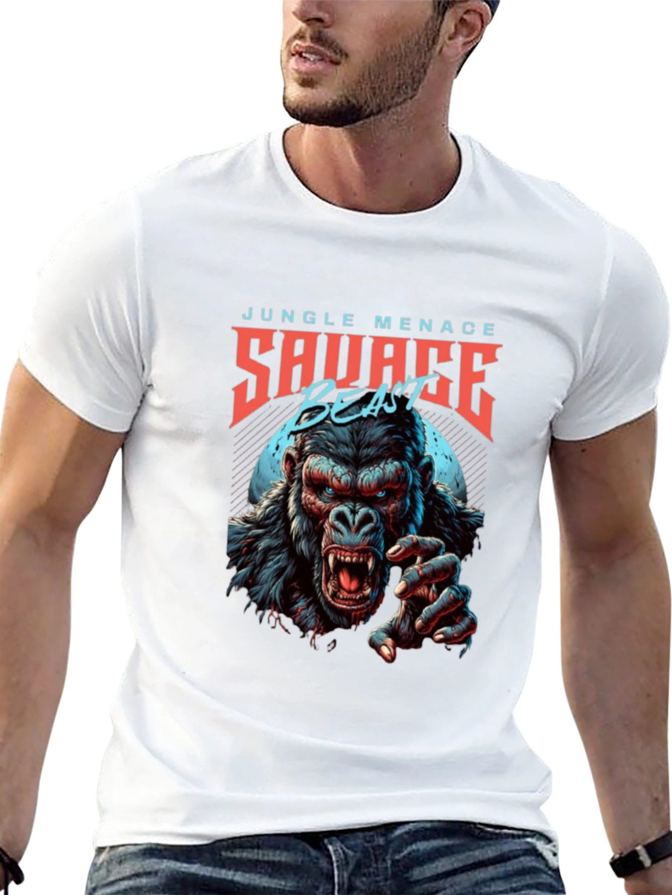 Camiseta Hombre Diseño Gorila Salvaje