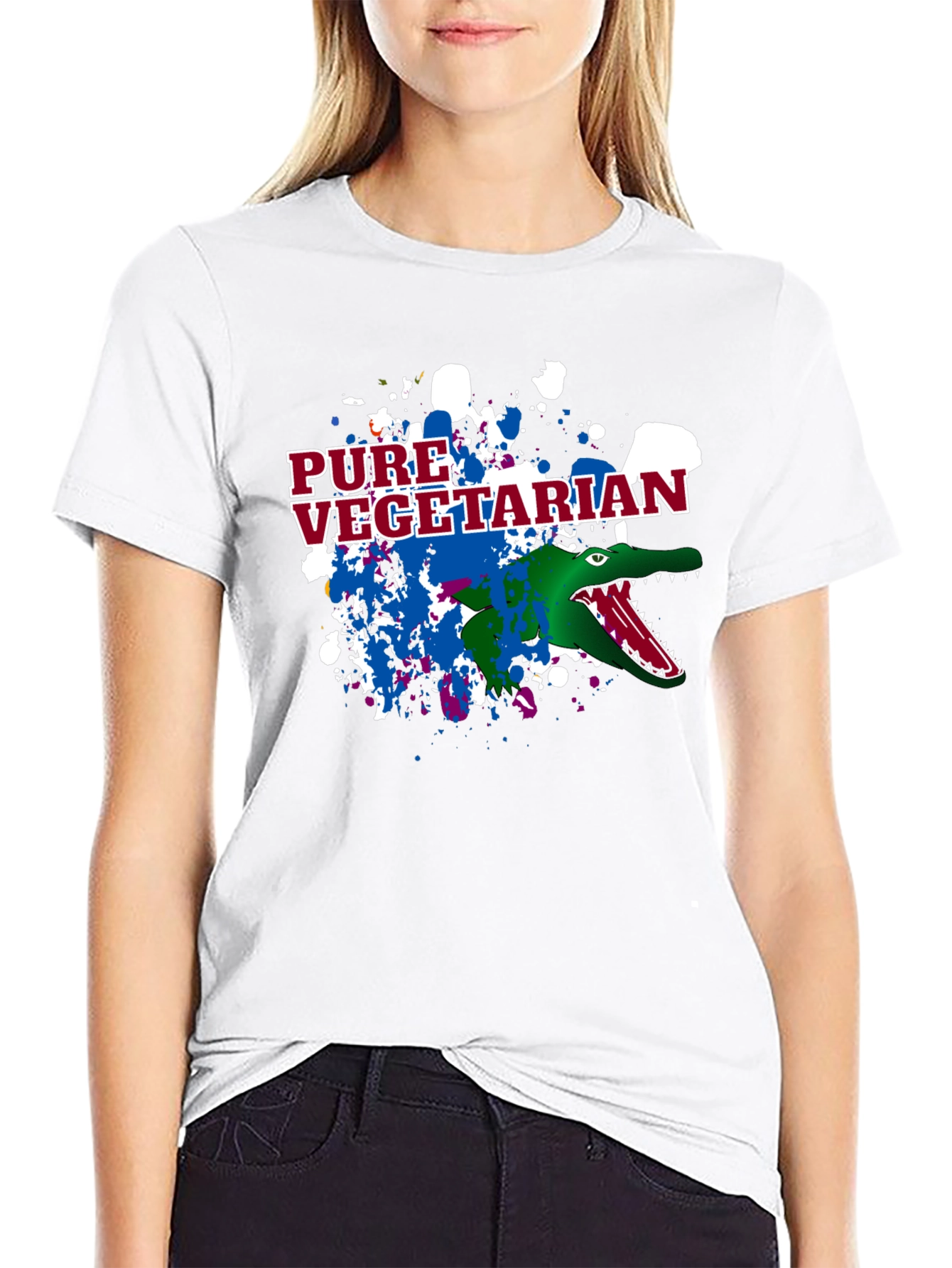 Camiseta Vegetariano Puro con Cocodrilo