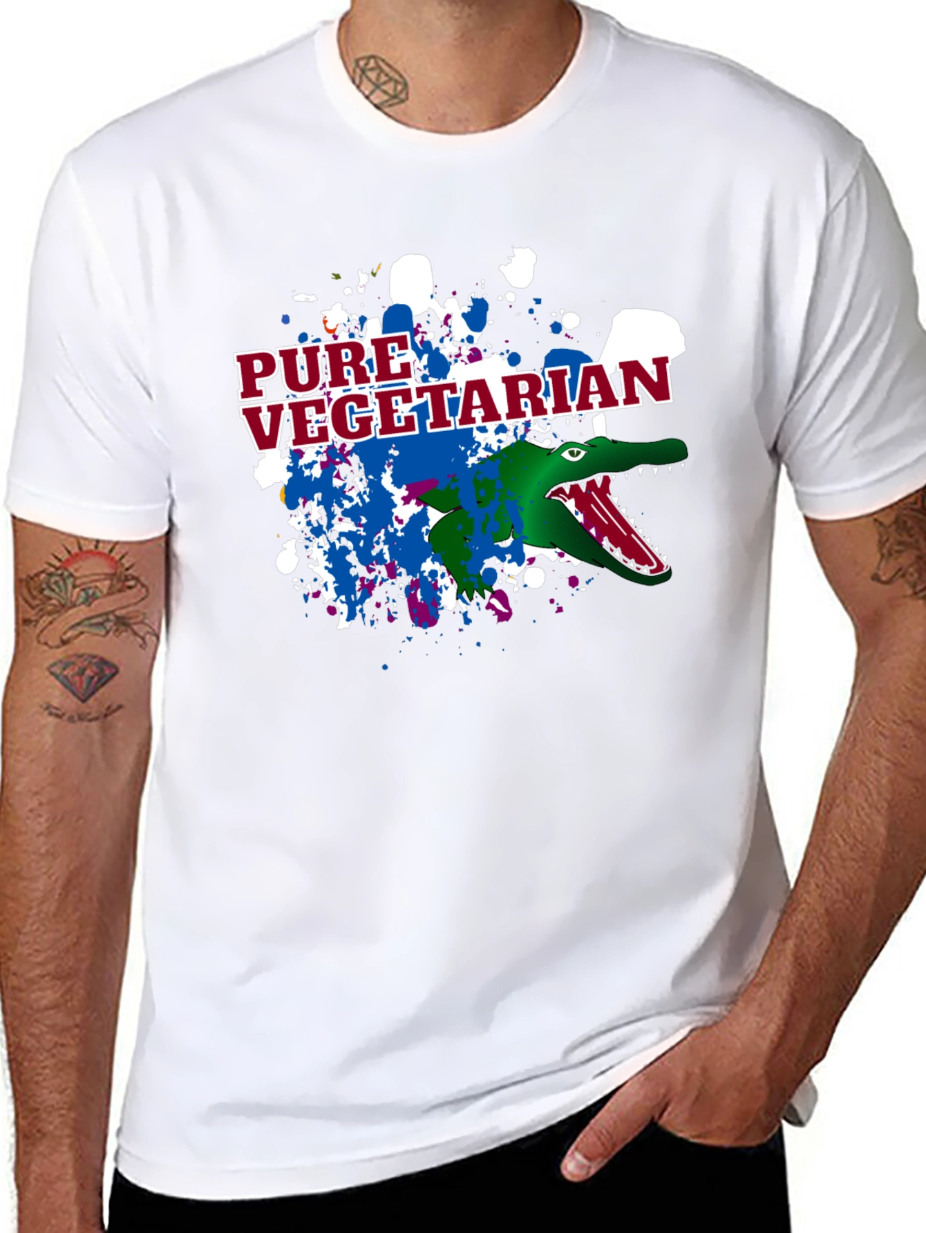 Camiseta Vegetariano Puro con Cocodrilo