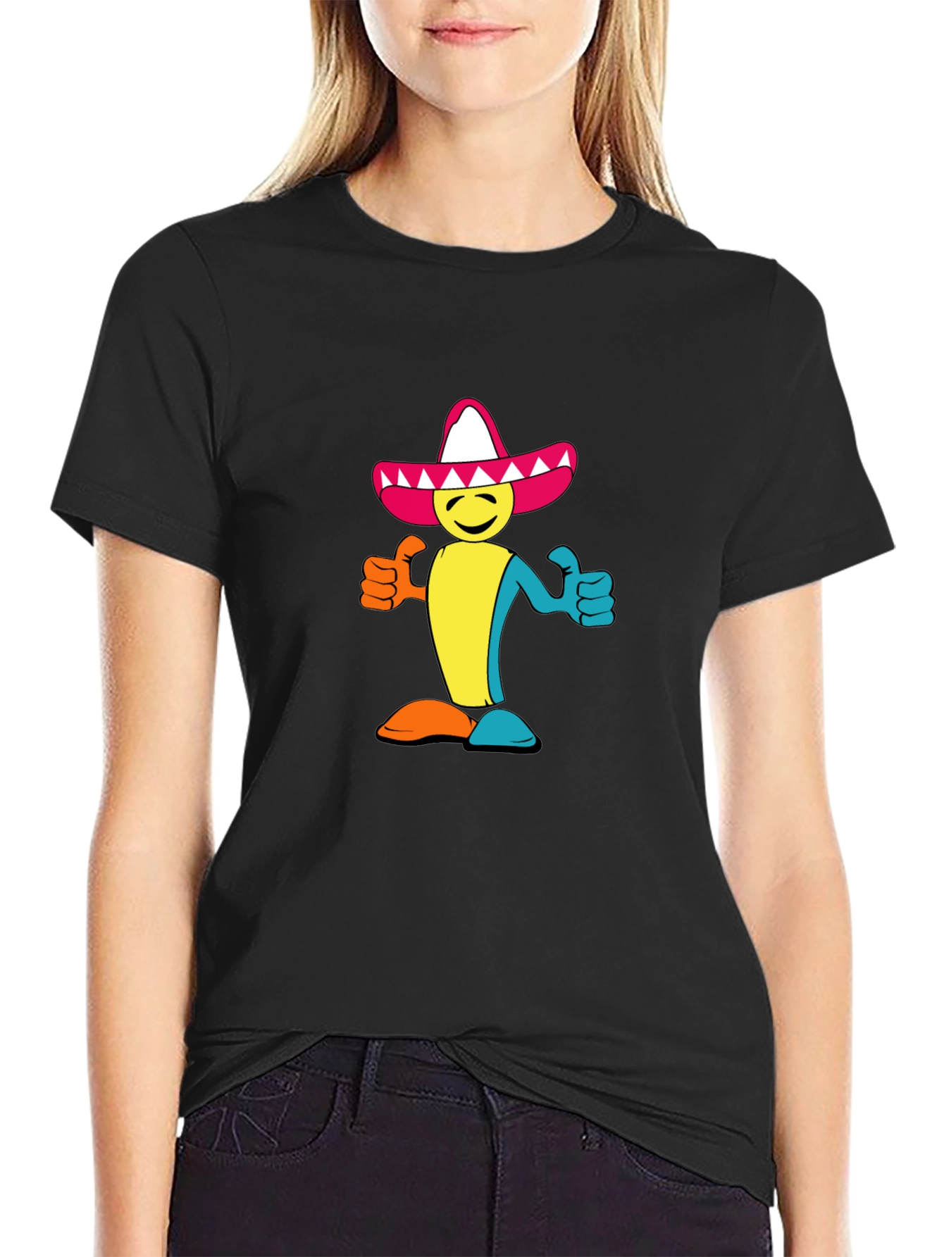 Camiseta Negra con Diseño Mexicano Alegre