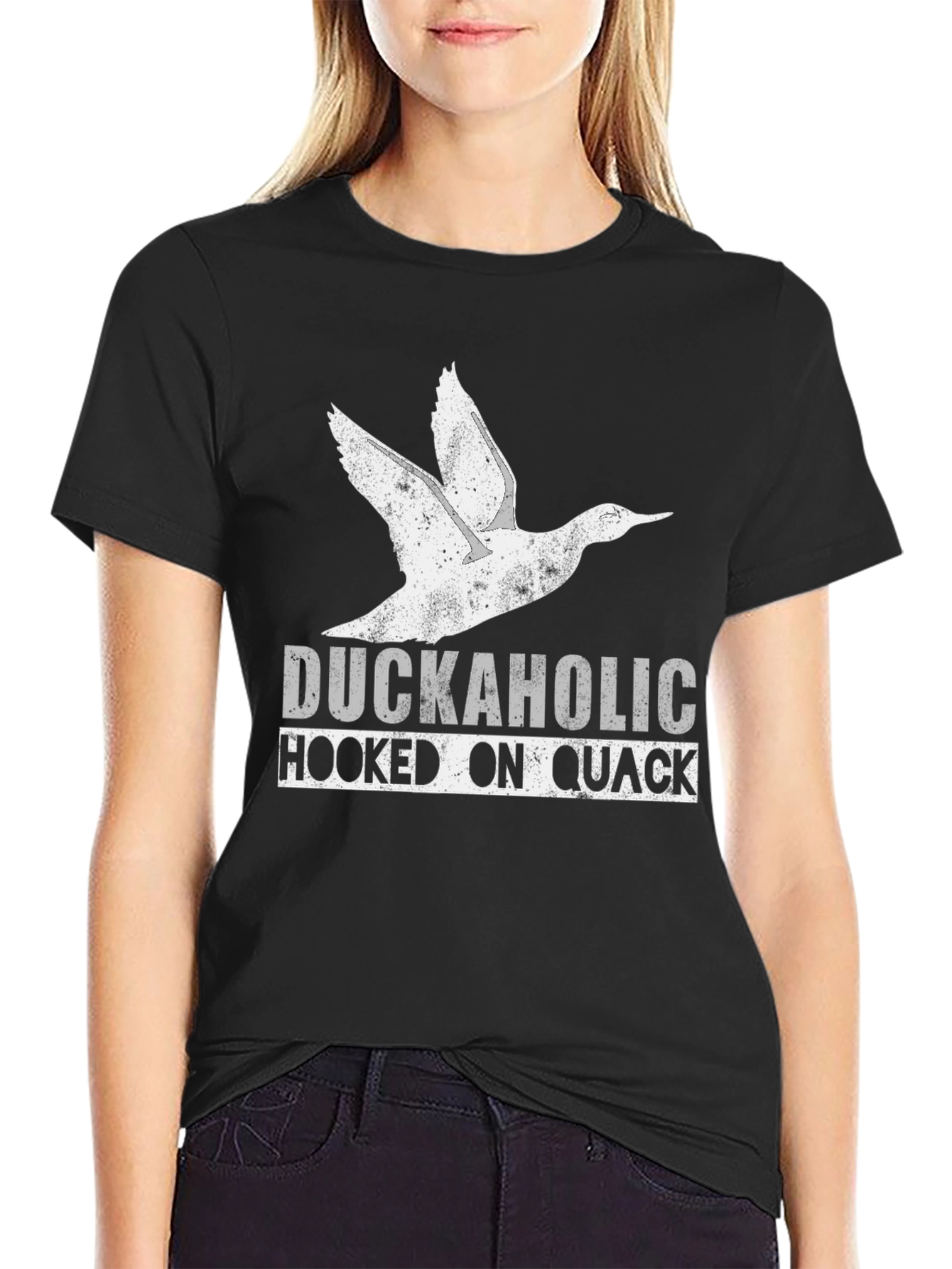 Camiseta Negra Duckaholic Hooked on Quack