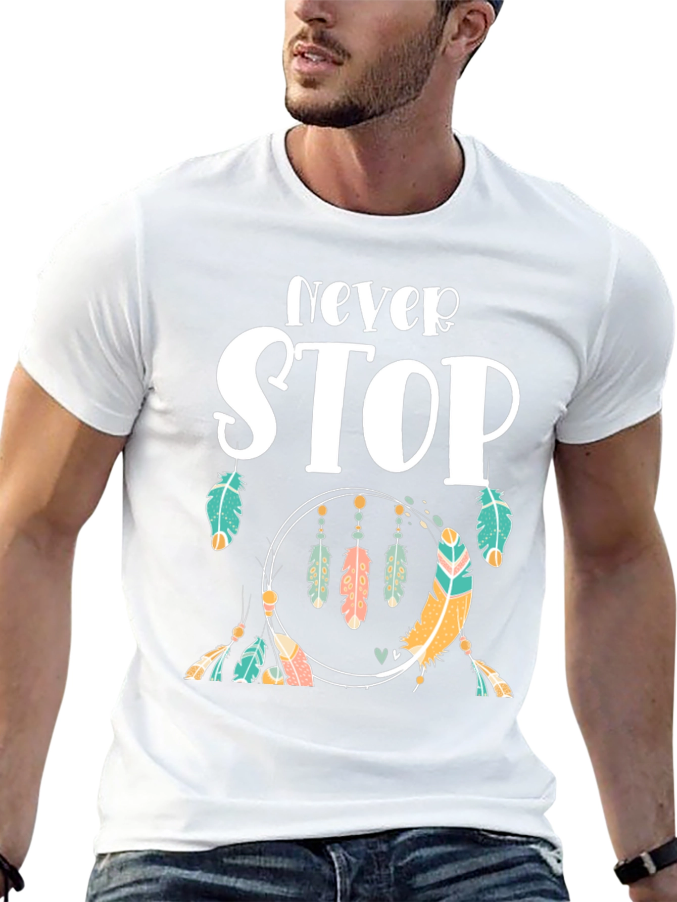 Camiseta Negra con Diseño Never Stop