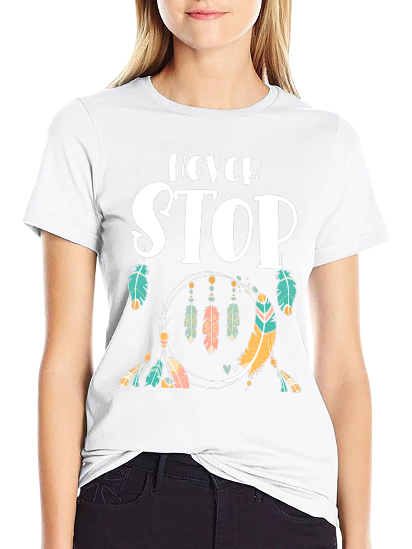 Camiseta Negra con Diseño Never Stop