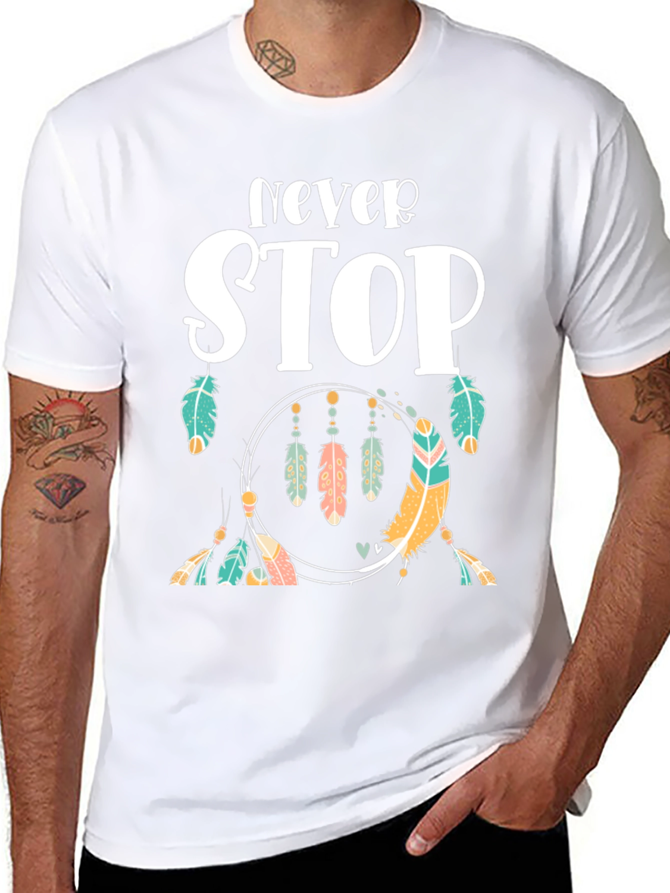 Camiseta Negra con Diseño Never Stop