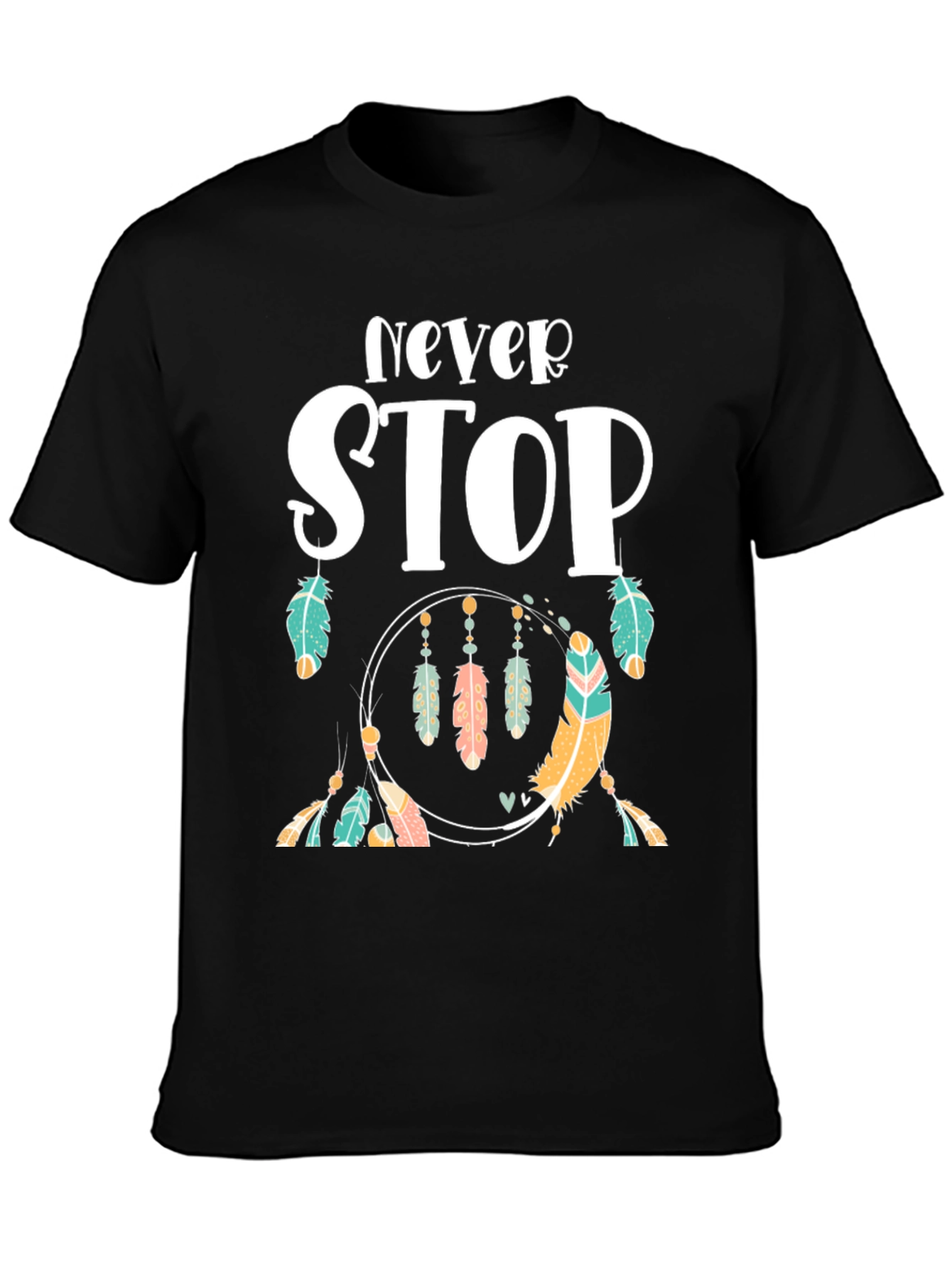 Camiseta Negra con Diseño Never Stop