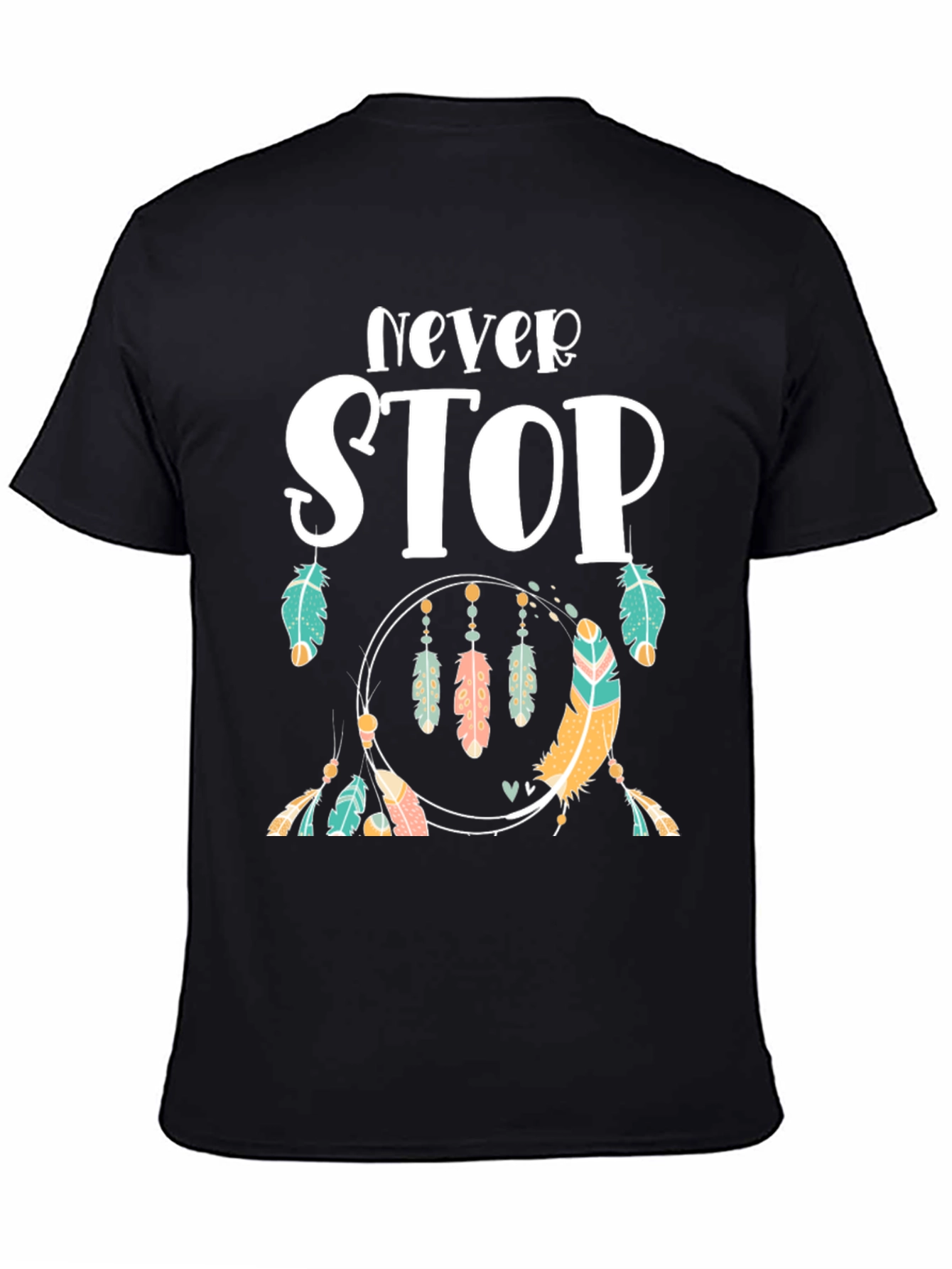 Camiseta Negra con Diseño Never Stop