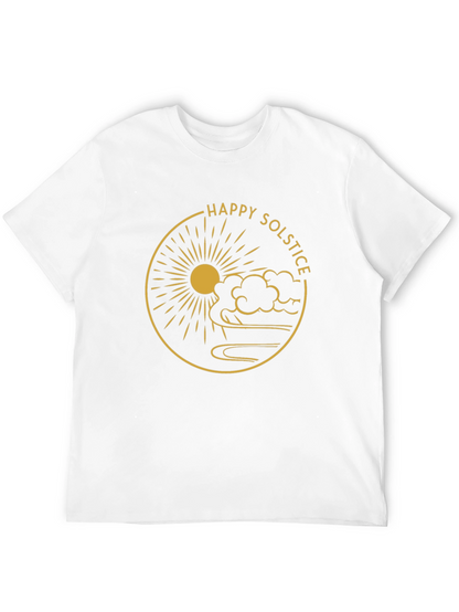 Camiseta Negra Feliz Solsticio Diseño Dorado