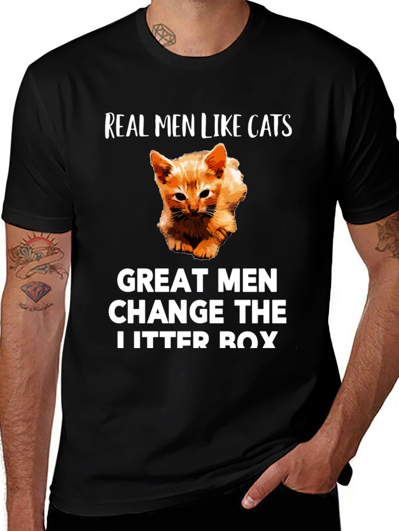 Camiseta Hombre Gatos - Cambia la Arena