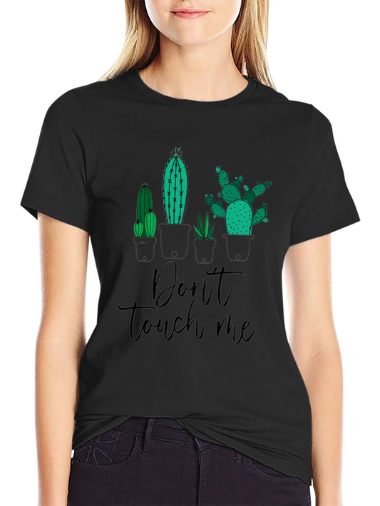 Camiseta Negra con Diseño de Cactus - ¡No me Toques!