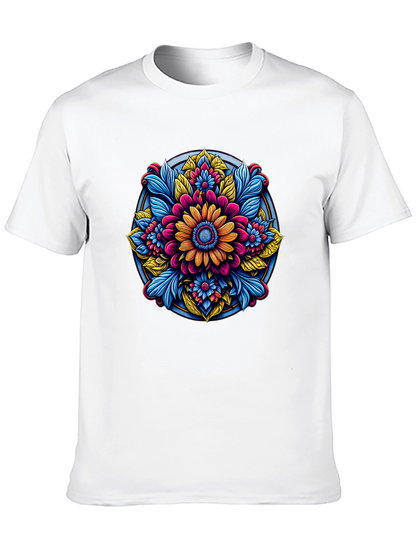 Camiseta Negra con Diseño Floral Mandala