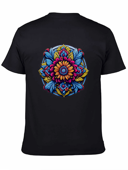 Camiseta Negra con Diseño Floral Mandala