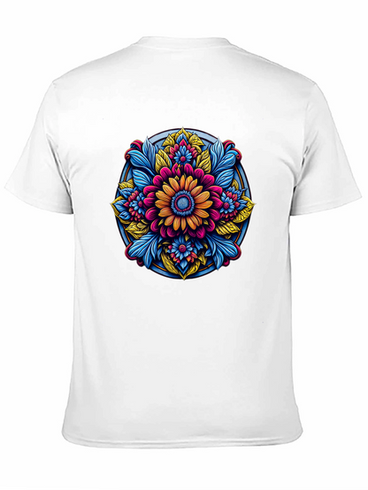 Camiseta Negra con Diseño Floral Mandala