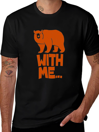 Camiseta Negra con Diseño Oso Naranja