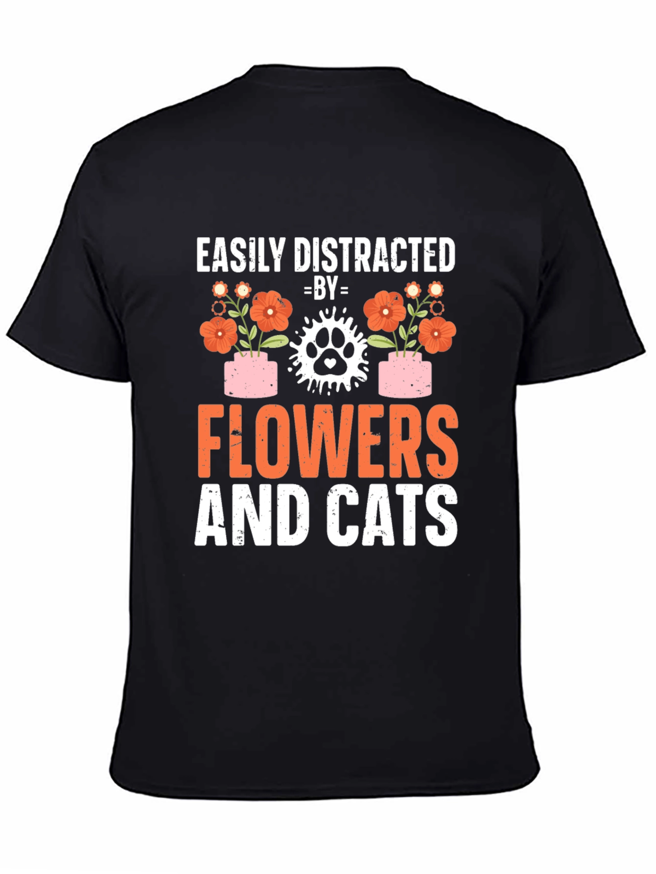 Camiseta Flores y Gatos: Distracción Asegurada
