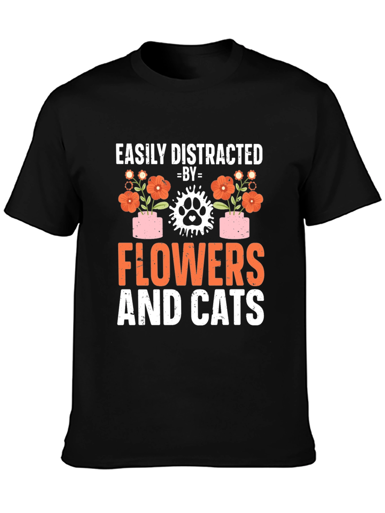 Camiseta Flores y Gatos: Distracción Asegurada
