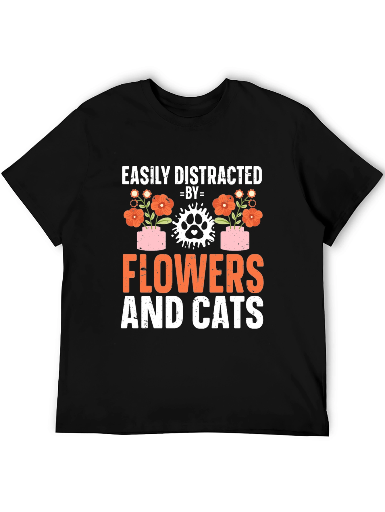 Camiseta Flores y Gatos: Distracción Asegurada