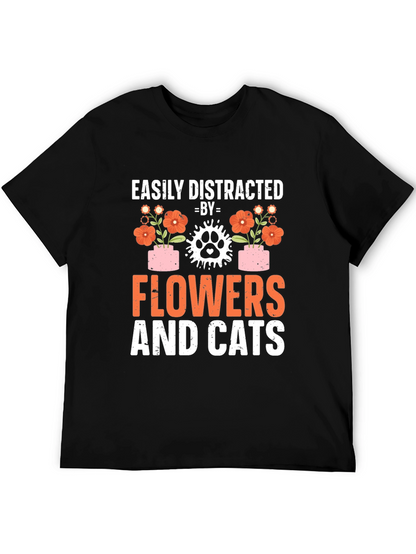 Camiseta Flores y Gatos: Distracción Asegurada