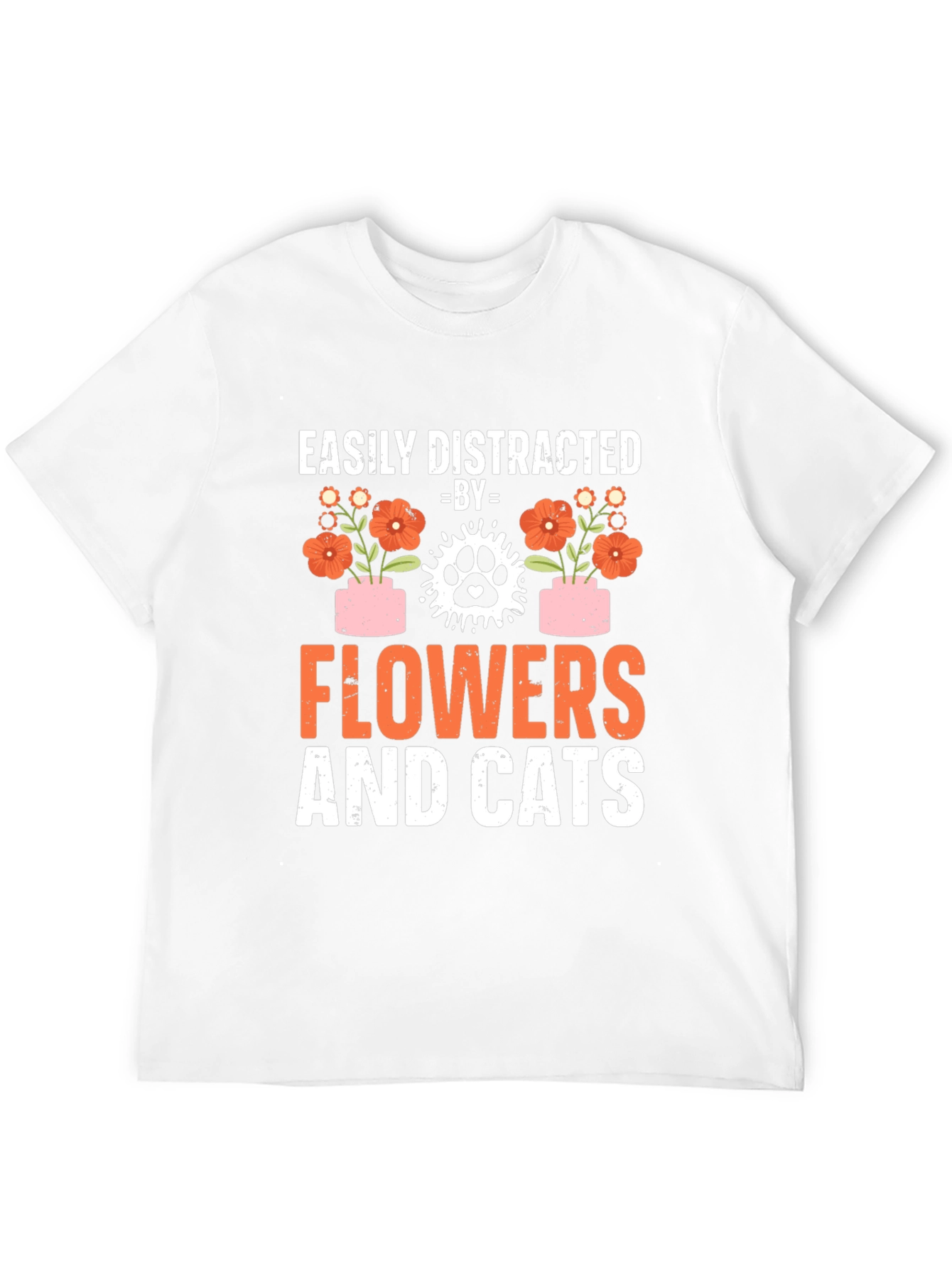 Camiseta Flores y Gatos: Distracción Asegurada