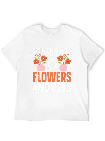 Camiseta Flores y Gatos: Distracción Asegurada