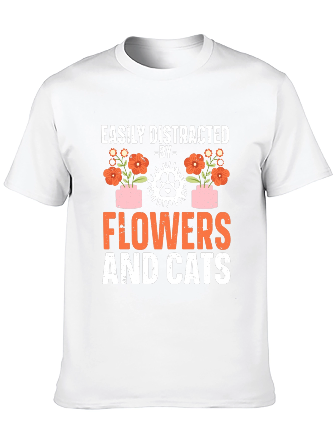 Camiseta Flores y Gatos: Distracción Asegurada