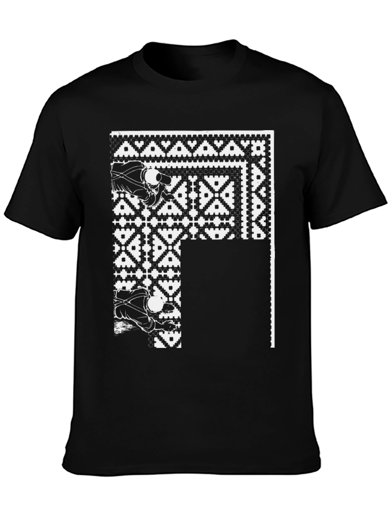 Camiseta Negra con Diseño Geométrico Abstracto