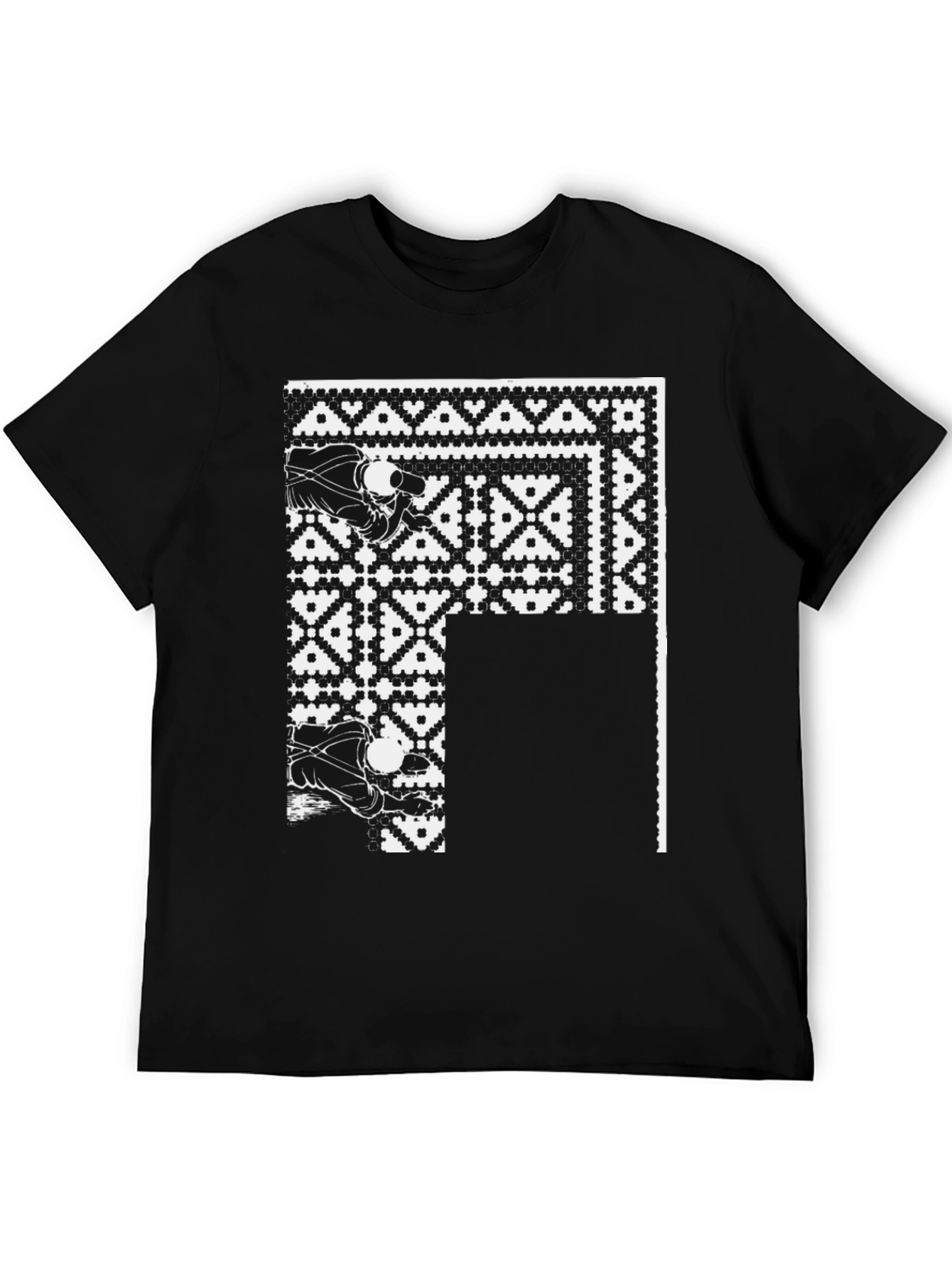 Camiseta Negra con Diseño Geométrico Abstracto