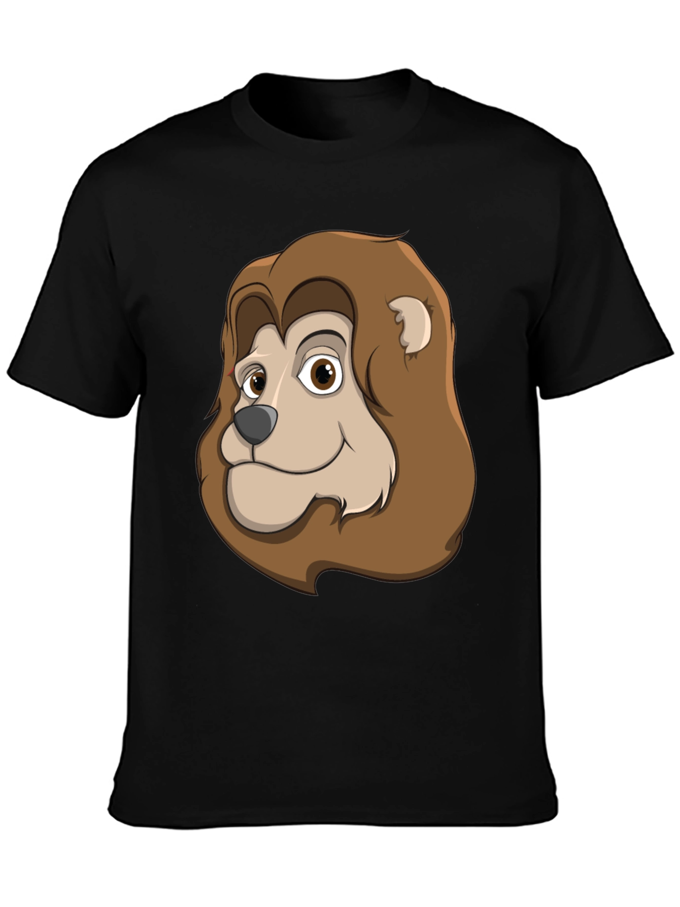Camiseta Negra con Diseño de León Animado