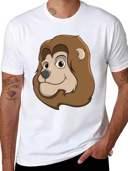 Camiseta Negra con Diseño de León Animado